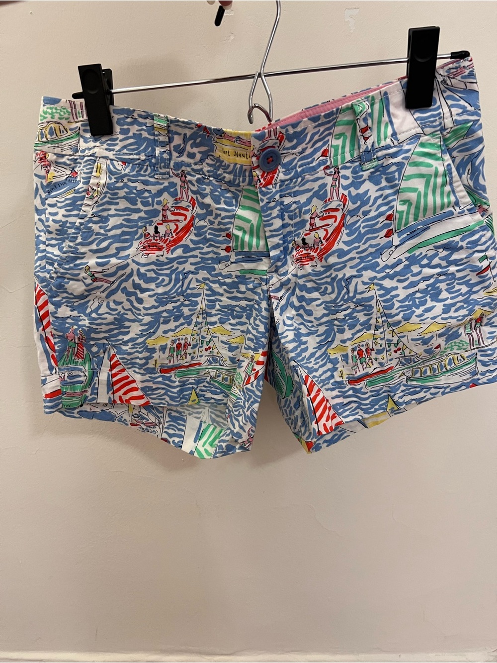 Lilly Pulitzer Blue Multicolor Sailboat Print Shorts